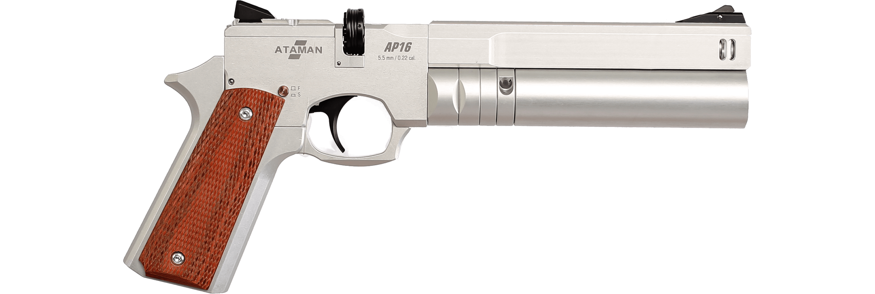 Пневматический PCP пистолет ATAMAN AP16 Silver Compact (рукоятка Metal), кал. 4.5мм