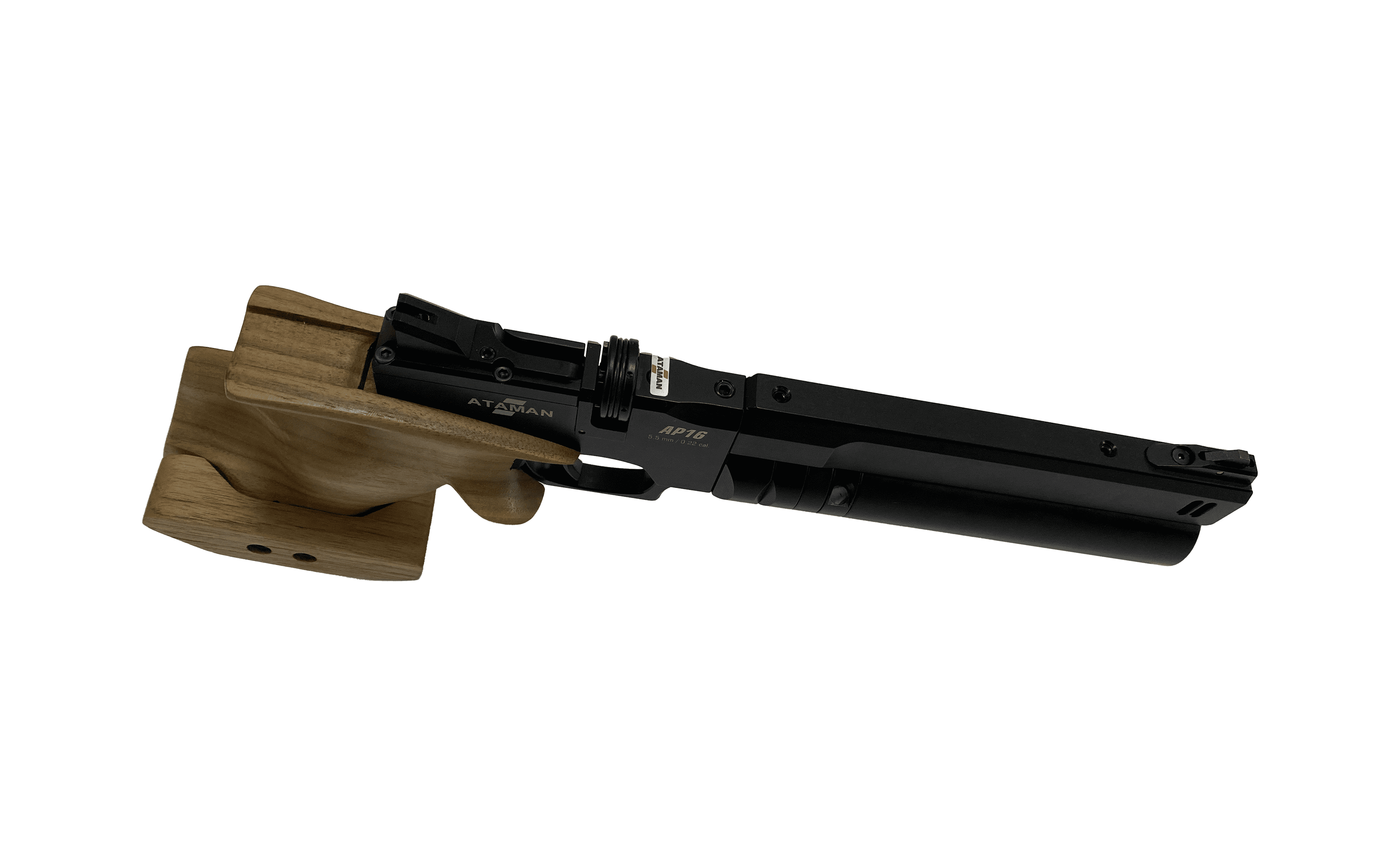 Пневматический PCP пистолет ATAMAN AP16 Black Compact (рукоятка Walnut SP), кал. 5.5мм