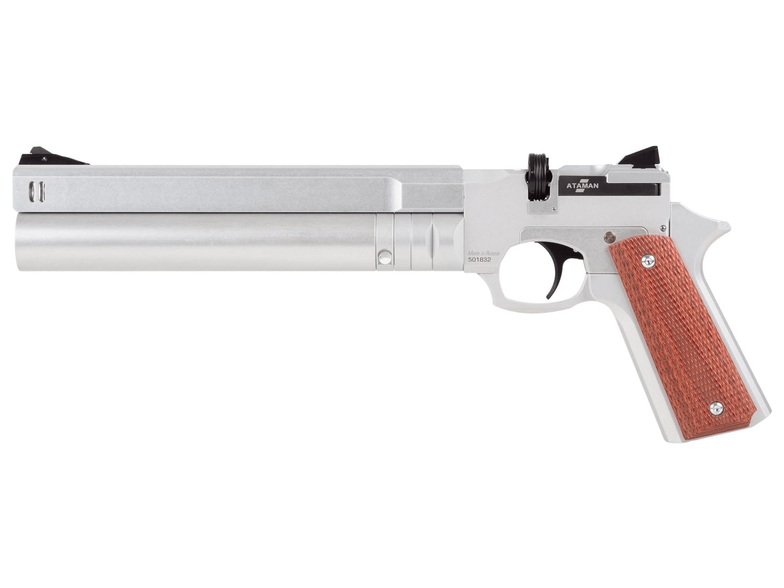 Пневматический PCP пистолет ATAMAN AP16 Silver Standart (рукоятка Metal), кал. 4.5мм