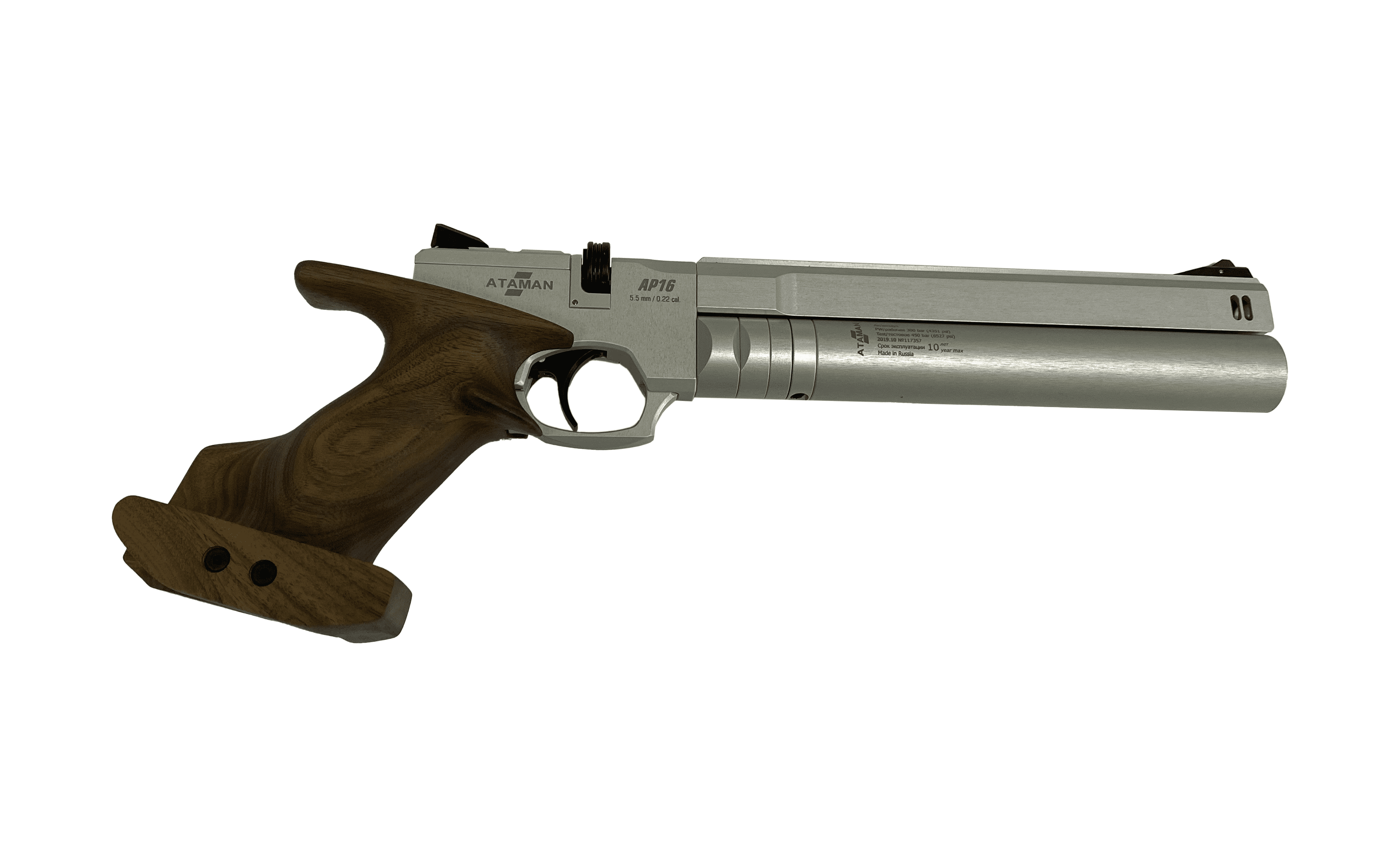 Пневматический PCP пистолет ATAMAN AP16 Black Standart (рукоятка Walnut SP), кал. 5.5мм