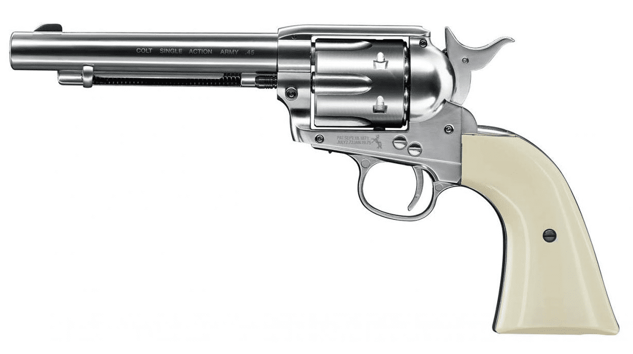 Пневматический револьвер Umarex Colt SAA .45-5,5 nickel finish пулевой кал.4,5мм